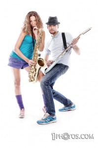 cool guitar and sax player